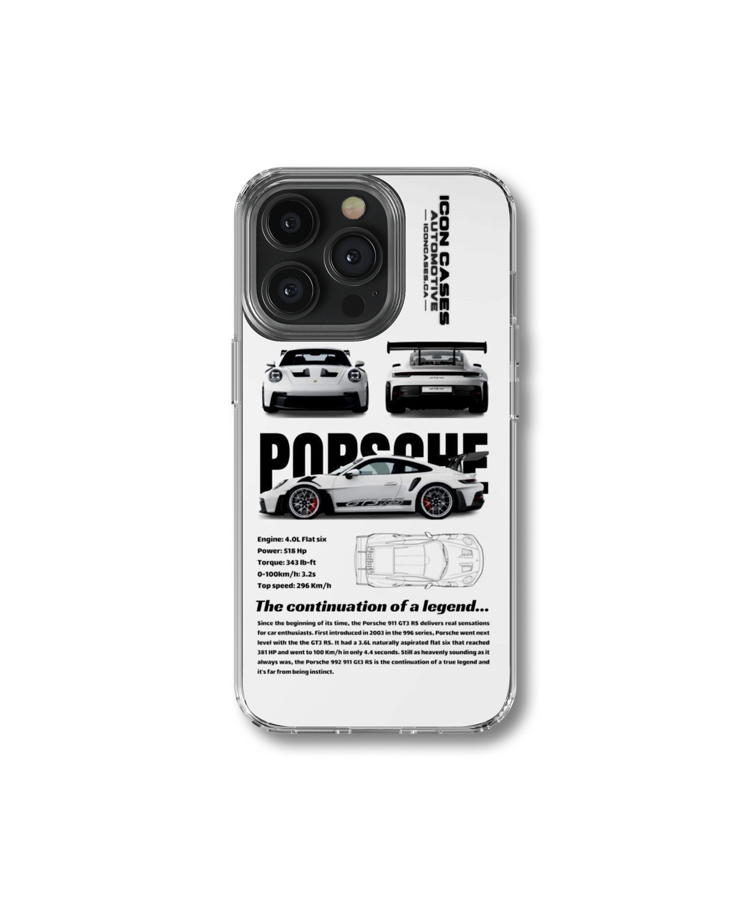 Porsche White New Clear Case